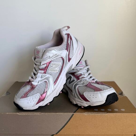 New Balance 530 Metallic Pink/White Kids Sneakers- SZ 2 Y